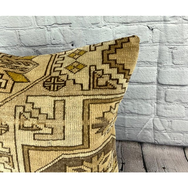 Turkish 20 x 20 Rug Pillow Sultanate Golden Twilight Turkish Pillow Cushion Cover For Sale - Image 3 of 4