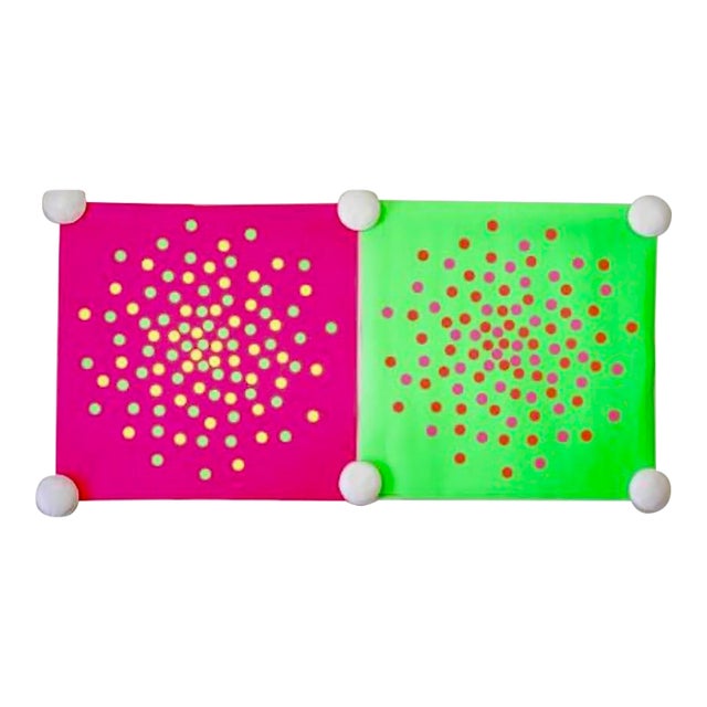 Tsai Wen-Ying 1967 Op Art Prints in Neon Colors “Trichromic X” - A Pair For Sale