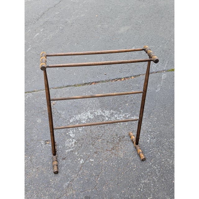 Vintage Solid Oak Blanket & Quilt Rack - Freestanding Towel Stand For Sale - Image 4 of 7