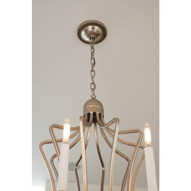 Paul Ferrante Custom Antiqued Silver Leaf 10 Bulb Hand Forged Candelabra For Sale - Image 9 of 9