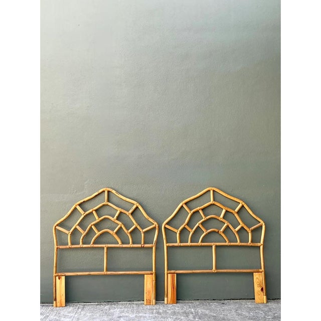 Vintage Rattan Web Twin Headboards - Pair For Sale - Image 10 of 12