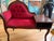 Mid-Century Modern Vintage Mid-Century Louis XV Style Telephone Gossip Bench in Red Upholstery For Sale - Image 3 of 8