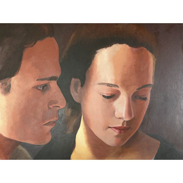 Original Dan McCleary Oil on Canvas "Man and Woman With Blue Dress