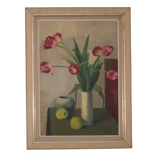 Hugo Olsson, Fruit and Flowers, 1950s, Oil on Canvas, Framed For Sale