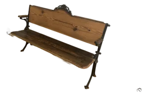 Vintage 19th Century Baker, Pratt, & Co Cast Iron and Wood School Bench With Hinged Seat