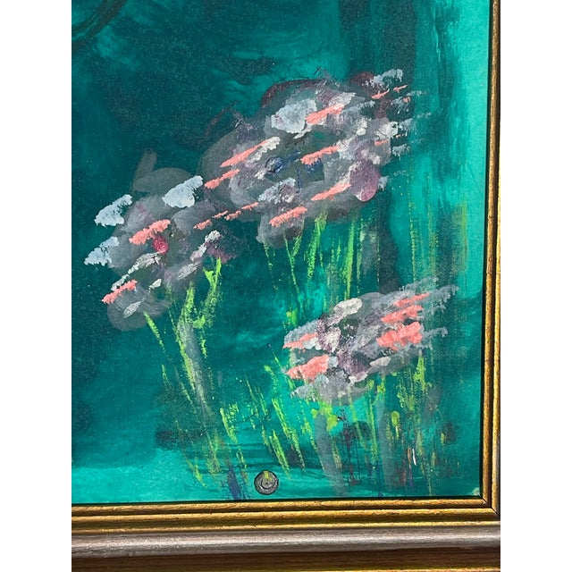Contemporary Abstract Painting in Green in Antique Frame For Sale - Image 4 of 5