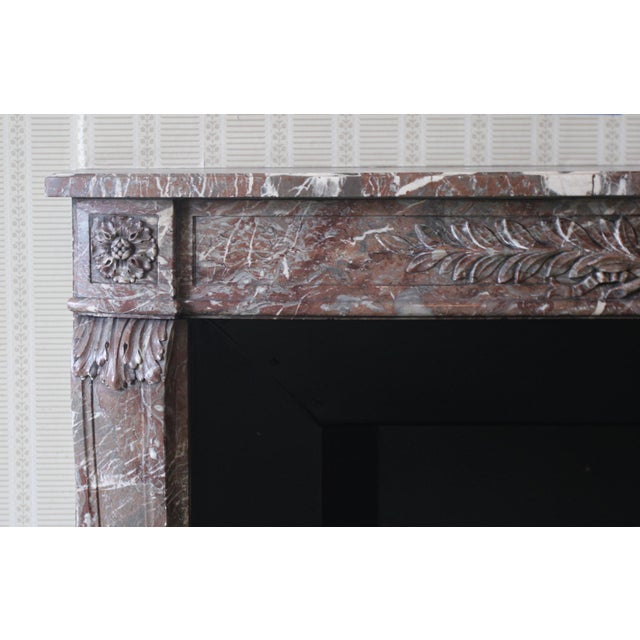 French Waldorf Astoria Brown Louis XVI Regency Marble Mantel For Sale - Image 3 of 9