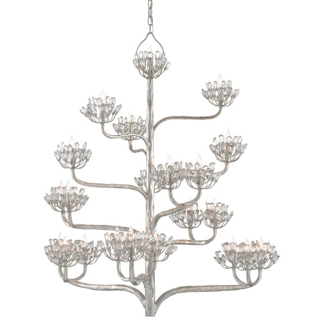 Transitional Currey & Company Agave Americana Chandelier, Silver For Sale - Image 3 of 3