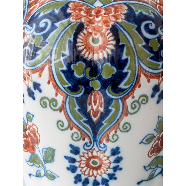 Vintage Delft Chinoiserie Table Lamps with Velvet Shades from Royal Tichelaar Makkum, 1940s-1960s, Set of 2 For Sale - Image 4 of 16