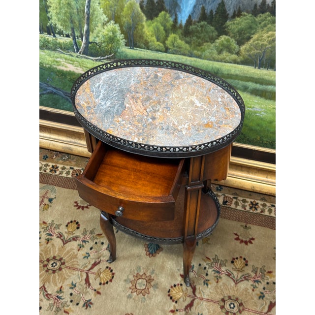 French Louis XV Style Walnut Wood Lamp Table For Sale - Image 3 of 12