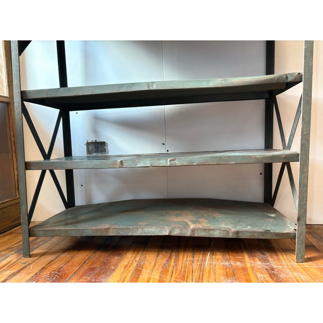 Vintage Industrial Metal Shop Display Shelving Unit For Sale - Image 10 of 12