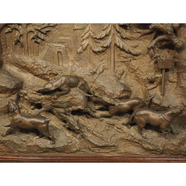 Pair of Large Antique French Oak Framed Hunt Plaques, P. Lecourtier (1851-1925) For Sale - Image 10 of 18