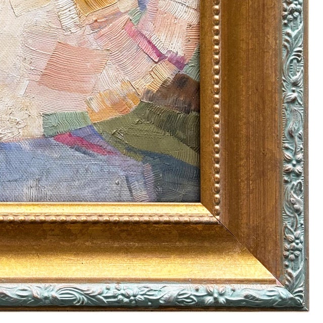 2020s Contemporary Abstract "Water Lily" Oil Painting in Vintage Frame For Sale - Image 5 of 6