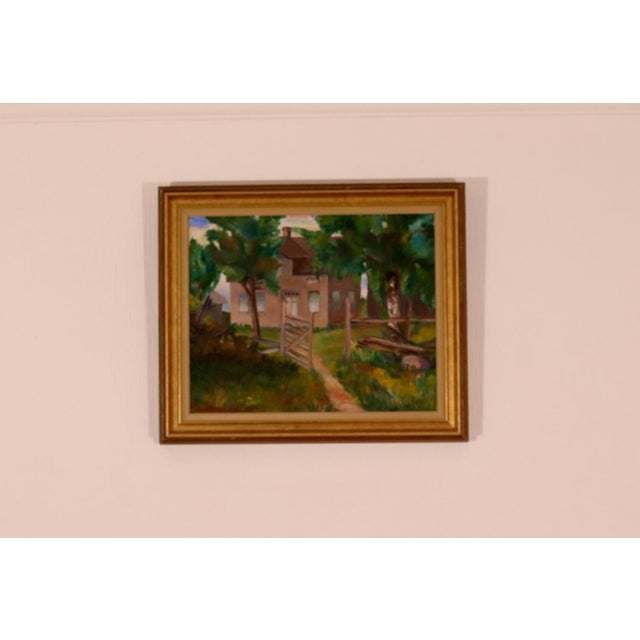 Original Swedish Oil on Canvas – “Country Cottage” by Anna Hoffman – Signed & Dated 1933, Framed 51 × 43 cm (20.1" ×...