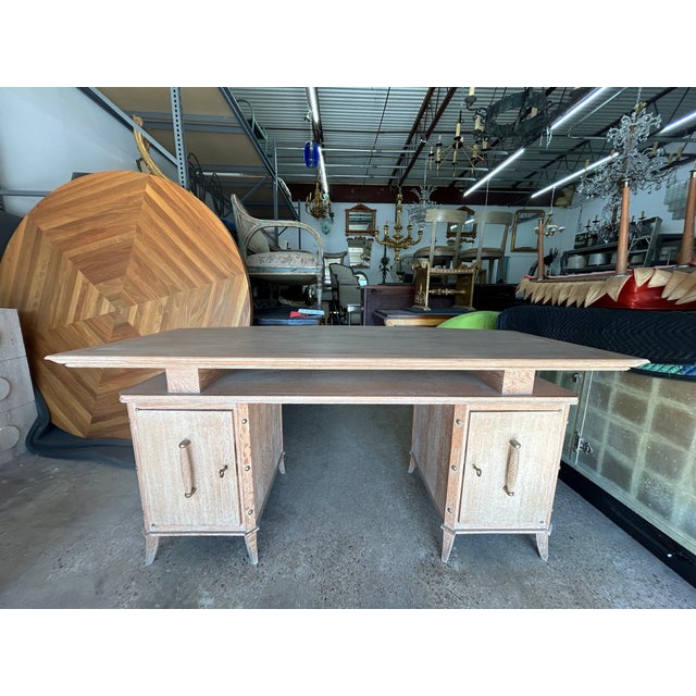 1930s French Art Deco Cerused Desk Attributed to Maxime Old For Sale - Image 10 of 10