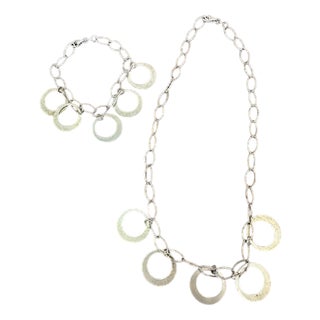 925 Silver Necklace and Bracelet Set, 1980s, Set of 2 For Sale