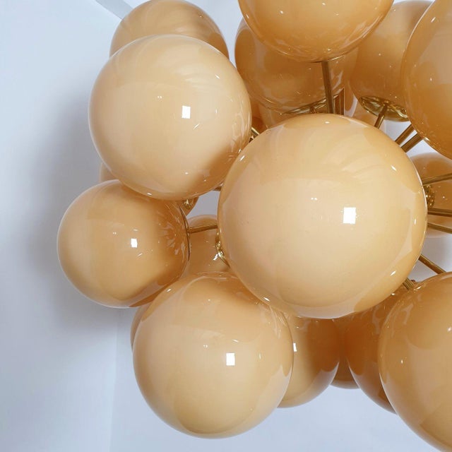 Amber 1990s Large Mid Century Modern Amber Glass Sputnik Chandelier For Sale - Image 8 of 11