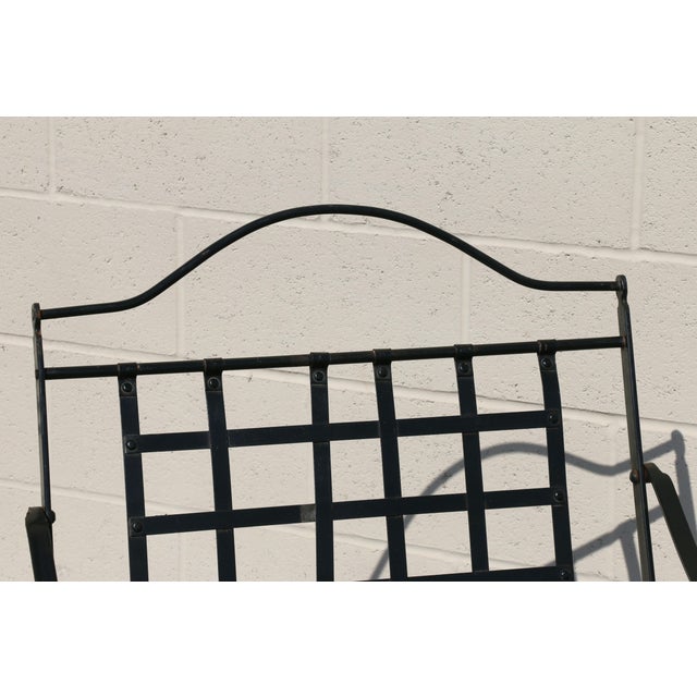 Vintage Set of Four French Wrought Iron Folding Patio Chairs by Hervé Baume | Outdoor Garden Armchairs | France 1970s For Sale In Los Angeles - Image 6 of 18