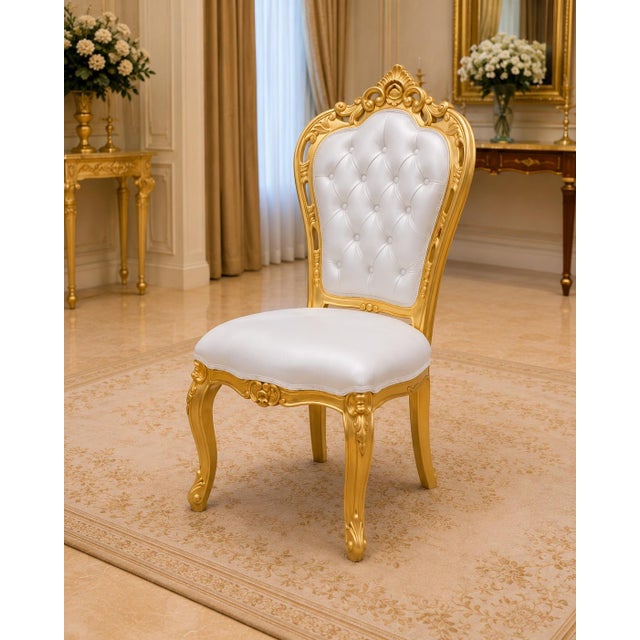 Late 20th Century Late20C Italian Baroque Gold Beech Dining Chairs-Set of 4 Pc For Sale - Image 5 of 10