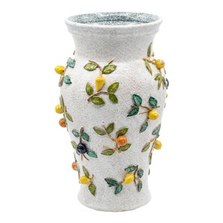 Italian Majolica Trompe L’Oeil Fruit Vase For Sale