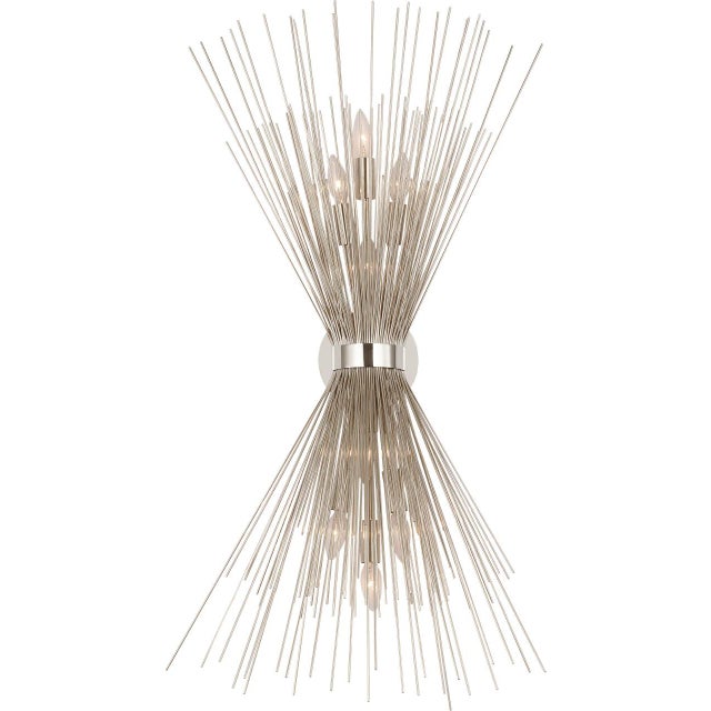 Kelly Wearstler for Visual Comfort Signature Strada Large Symmetrical Sconce in Polished Nickel For Sale