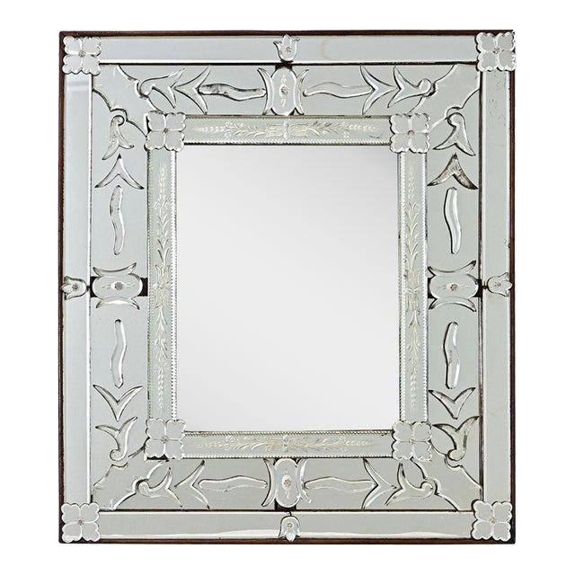Vintage Italian Venetian Style Mirror in Wood Frame For Sale