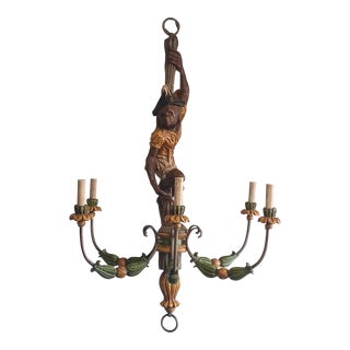 Vintage Italian Style 6-Arm Monkey Chandelier For Sale