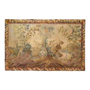 17th Century Flemish Chinoiserie Landscape Tapestry, with a Heron by a Lakeside