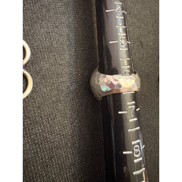 Late 20th Century Set of Hammered Sterling Silver Multi Gemstone Bracelet & Dome Ring. 2 Pieces For Sale In Greensboro - Image 6 of 12