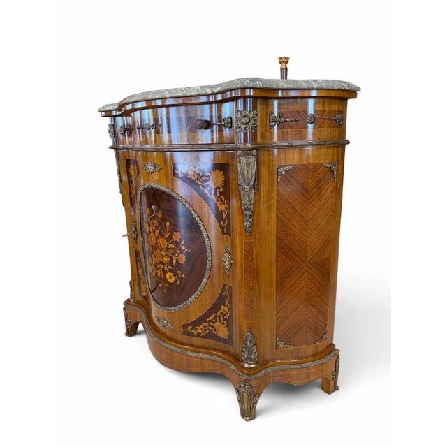 An exceptional mid-20th-century French Napoleon III style console cabinet or entry credenza, bench-made by the prestigious...
