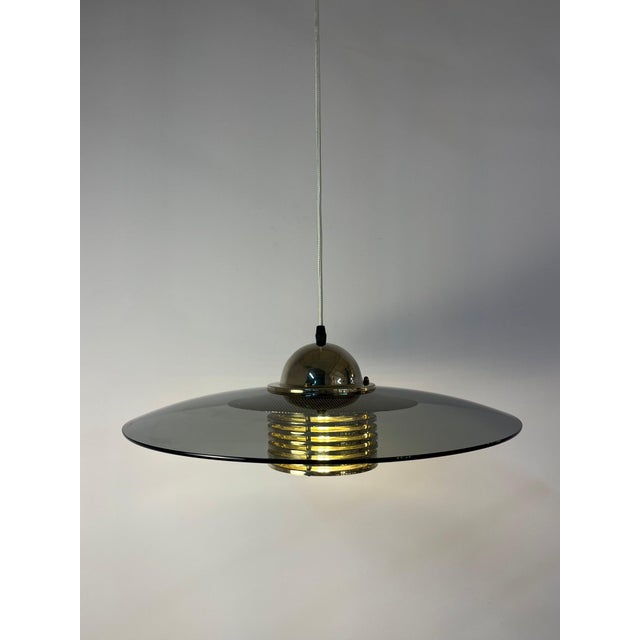 Pendant Lamp in Smoked Glass and Brass by Jan Eskil Eskilsson for Belid For Sale - Image 11 of 11