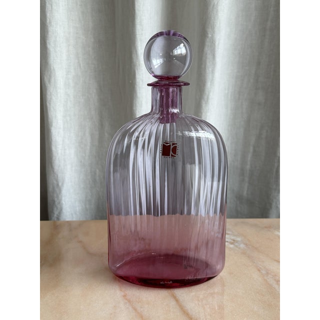 Mid-Century Modern Pink Murano Glass Decanter Bottle by Carlo Moretti, Italy, 1970s For Sale - Image 12 of 12