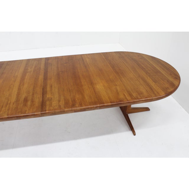 Brown Large Vintage Danish Round Extendable Dining Table, 1960s For Sale - Image 8 of 11
