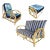 Restored 3-Strand "Circles and Speed" Rattan Settee, Lounge Chair & Ottoman For Sale