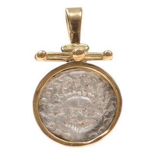 Silver Drachm Gorgon Pendant Trimmed in 18K Gold For Sale