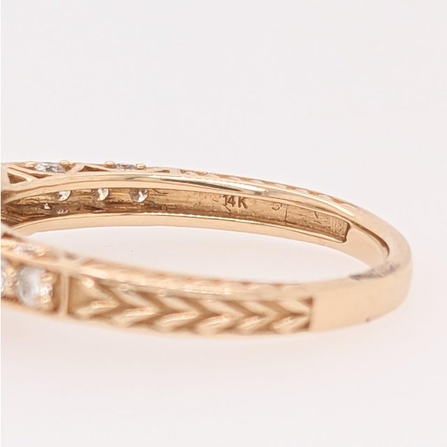 Vintage Inspired Blue Diamond Ring: Solid 14k Yellow Gold, Round 6mm, Size 6.75 For Sale - Image 9 of 9