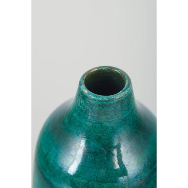 Stoneware Vase with Deep Emerald Green Glaze, 1970s For Sale - Image 3 of 5