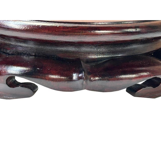 7.75" Reddish Brown Round Wave Legs Apron Wood Display Stand Easel For Sale - Image 12 of 12