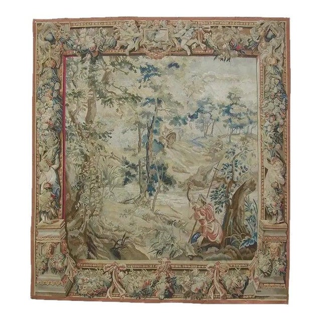 Vintage Woven Forrest Tapestry For Sale - Image 9 of 9