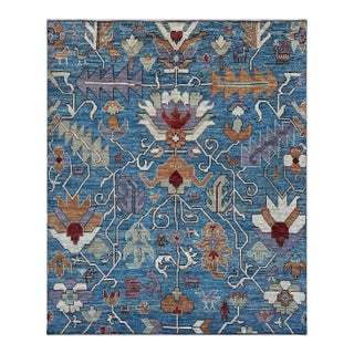 Sky Blue Caucasian Rug - 8'4" X 9'11" For Sale