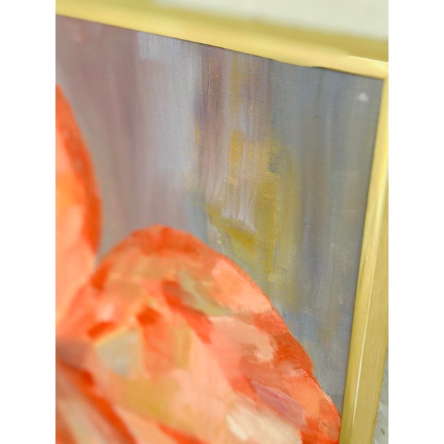 Textile Vintage Oil on Canvas Bold Floral Painting , Framed For Sale - Image 7 of 10