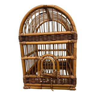 1970s Bamboo Rattan Bird Cage For Sale