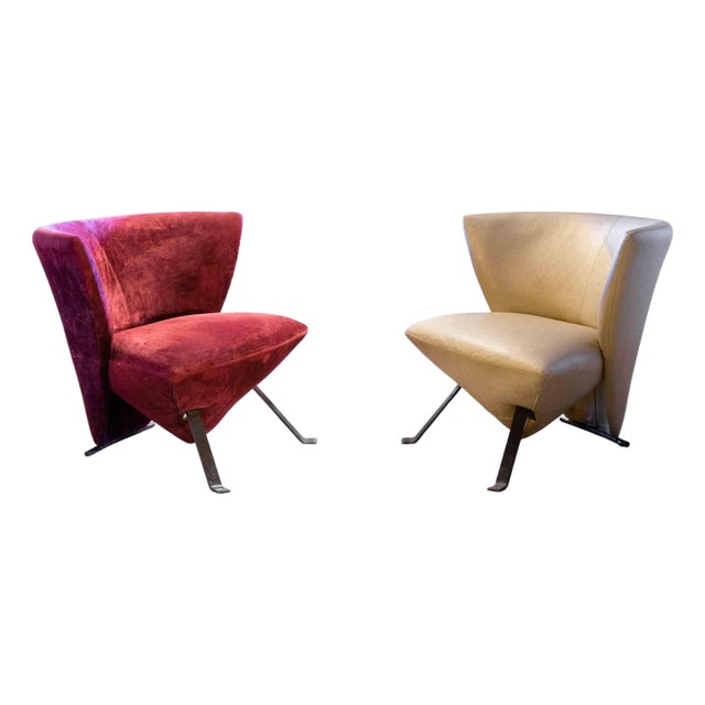 Jada Armchairs in Velvet and Leather by Sergio Saporiti, Italy, 1960s For Sale