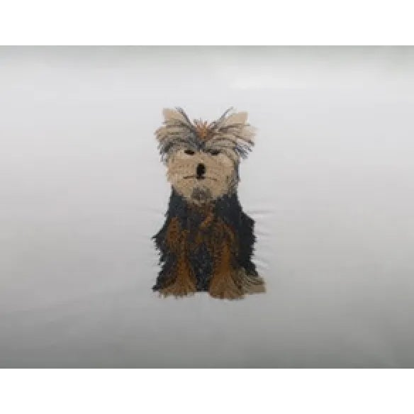 English Yorkie Dog Bolster Cushion With Insert, Embroidered For Sale - Image 3 of 4