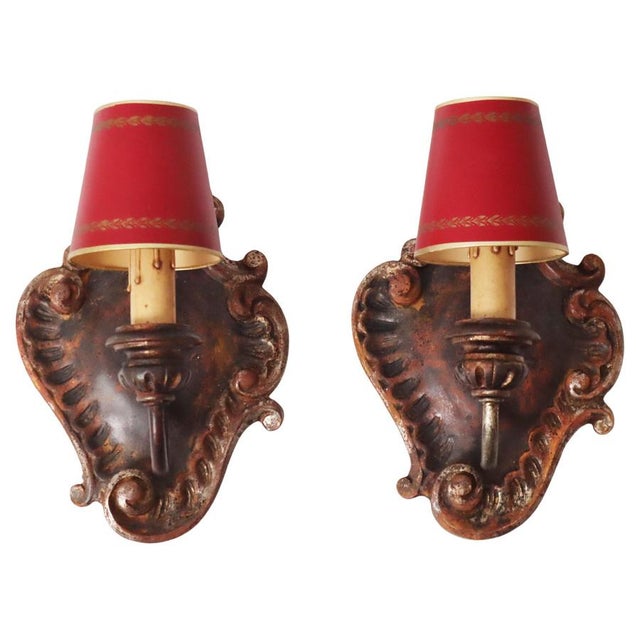 Baroque Wall Lights in Linden Wood, 1960s, Set of 2 For Sale - Image 12 of 12