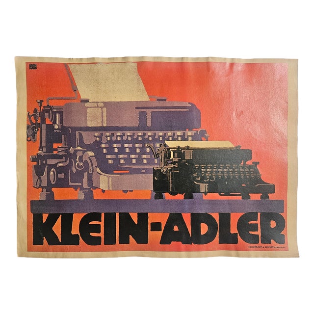 Art Deco Advertising Poster Klein Adler Typewriter, 1930s For Sale