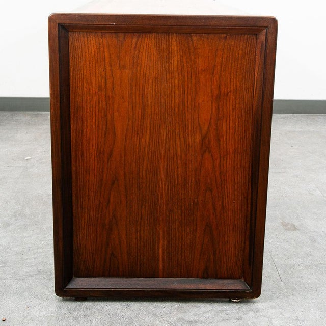 Mid-Century Modern Mid Century Modern Credenza Oak Walnut 5 Drawer Wood Oak File Doors Vintage For Sale - Image 3 of 12