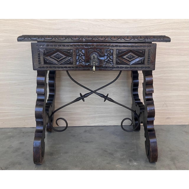 18th Spanish Console Table with Carved Drawers and Original Hardware For Sale - Image 16 of 18
