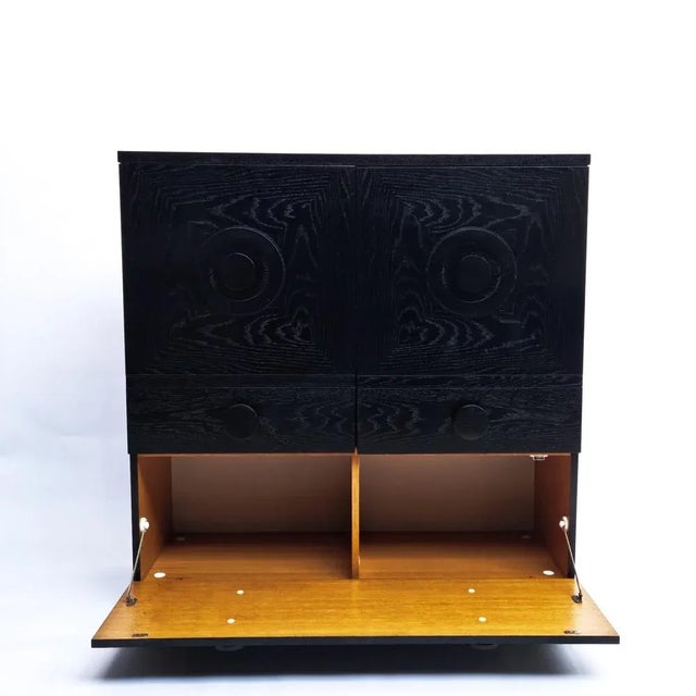 Brutalist Black Cabinet with Three Graphic Patterned Doors, Belgium, 1970s For Sale - Image 6 of 13