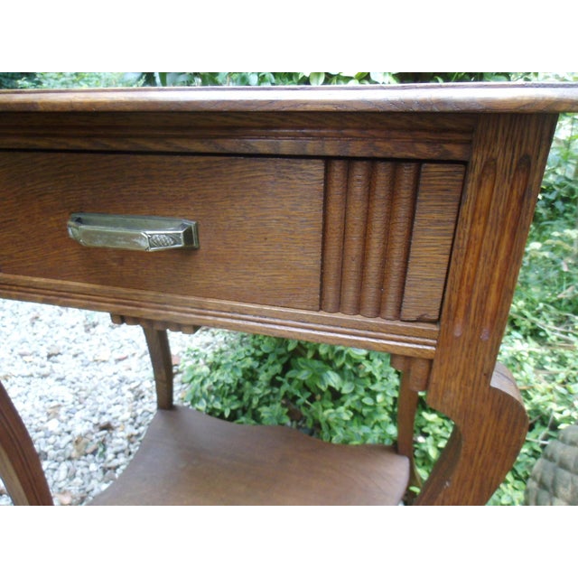 Antique France Art Nouveau Dressing Table in Oak, 1890s For Sale - Image 3 of 15